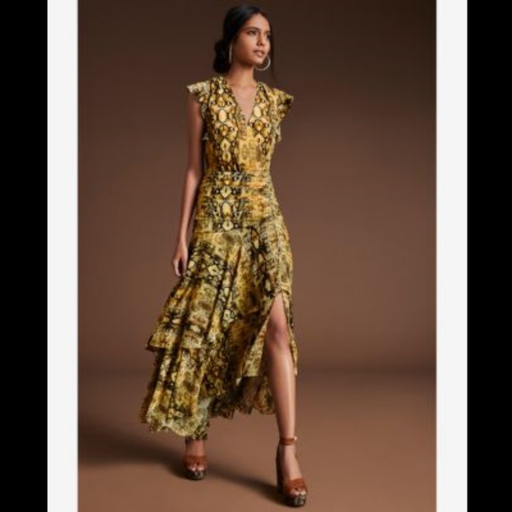 Bar III Ruched Python Printed Maxi Dress